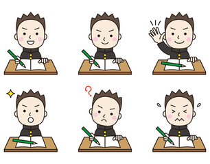 学生アイコン男子机セット22