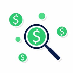 Profit analysis - White Stroke+Shadow icon vector isolated. Flat style vector illustration.