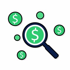 Profit analysis - Black Stroke+Shadow icon vector isolated. Flat style vector illustration.