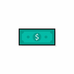 Dollar Money - Black Stroke+Shadow icon vector isometric. Flat style vector illustration.