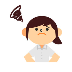 ビジネス　半袖　クールビズ　上半身　フラット　女性　不満　不安　困惑