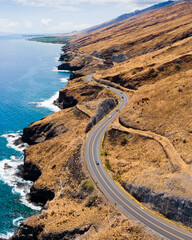 Pali road on maui, facing the road to Lahaina. Vertical capture