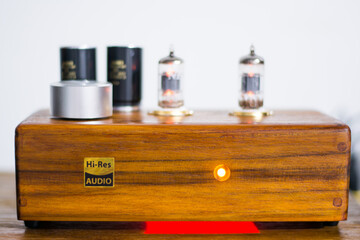 Electronic vacuum tubes close-up. Classic electronic radio components.