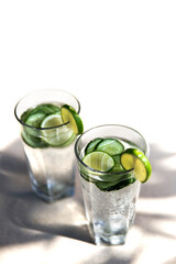 Tradition Summer fresh drink with lime and cucumber.