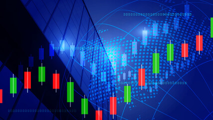 Modern commercial buildings, the dawn of the earth, financial and financial, deep blue financial and financial stock market data technology effects.