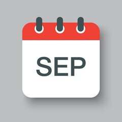 Vector icon day calendar, autumn month September