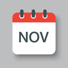 Vector icon day calendar, autumn month November