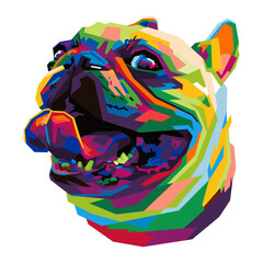 Design illustration of dog head with special colorful vector style for wpap pop art