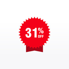 31 discount, Sales Vector badges for Labels, , Stickers, Banners, Tags, Web Stickers, New offer. Discount origami sign banner