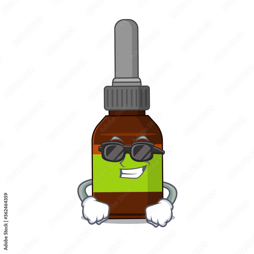 Poster fabulous liquid bottle cartoon character wearing classy black glasses