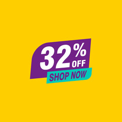 32 discount, Sales Vector badges for Labels, , Stickers, Banners, Tags, Web Stickers, New offer. Discount origami sign banner