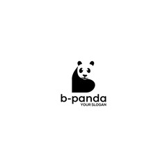 B Panda Logo Design Vector