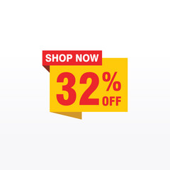 32 discount, Sales Vector badges for Labels, , Stickers, Banners, Tags, Web Stickers, New offer. Discount origami sign banner