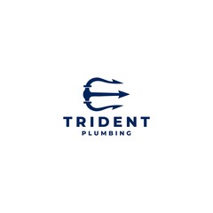 E Trident Plumbing Logo Design Vector