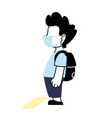 boy with mask going back to school