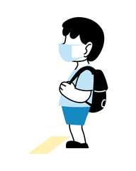 boy with mask going back to school
