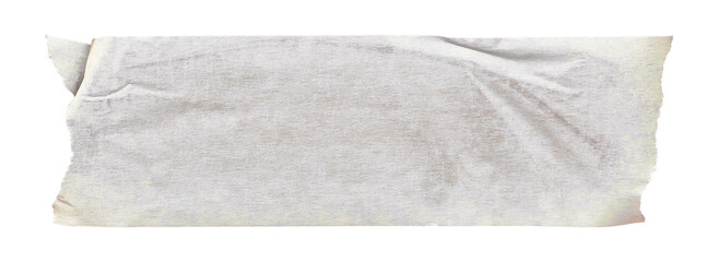 White adhesive paper tape stick over isolated background, blank fastening packaging wrinkled sticker