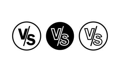 VS versus letters vector logo icon. Symbol of 3 types for confrontation or opposition design concept. Vector on isolated white background. Eps 10