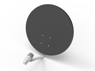 Blank satellite dish antenna isolated on white background, 3d render illustration.