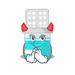 Medical medicine bottle clothed as devil cartoon character design on Halloween night