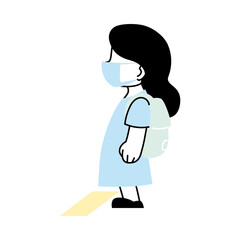 girl with mask going back to school