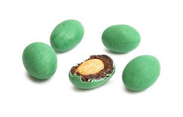 chocolate peanuts colored glaze isolated