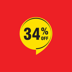 34 discount, Sales Vector badges for Labels, , Stickers, Banners, Tags, Web Stickers, New offer. Discount origami sign banner