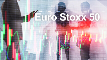 Euro Stoxx 50. STOXX50E. Index Eurozone concept.