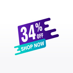 34 discount, Sales Vector badges for Labels, , Stickers, Banners, Tags, Web Stickers, New offer. Discount origami sign banner