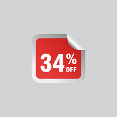 34 discount, Sales Vector badges for Labels, , Stickers, Banners, Tags, Web Stickers, New offer. Discount origami sign banner