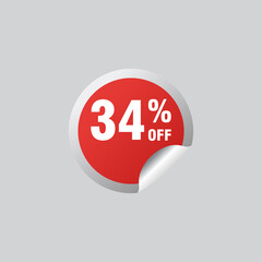 34 discount, Sales Vector badges for Labels, , Stickers, Banners, Tags, Web Stickers, New offer. Discount origami sign banner