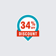 34 discount, Sales Vector badges for Labels, , Stickers, Banners, Tags, Web Stickers, New offer. Discount origami sign banner