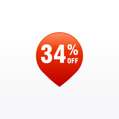 34 discount, Sales Vector badges for Labels, , Stickers, Banners, Tags, Web Stickers, New offer. Discount origami sign banner