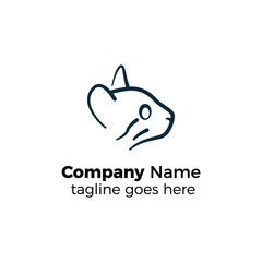 cat head looking right logo design icon vector illustration simple line