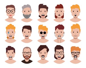 User avatars, avatars with empty faces and heads for social network ( Male and female faces )