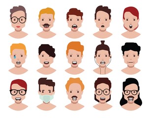 User avatars, avatars with empty faces and heads for social network ( Male and female faces )