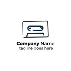 cassette tape logo design icon vector illustration simple line