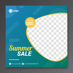 Summer Sale Social Media Post Template. Good for Marketing on Social Media  - EPS 10 Vector