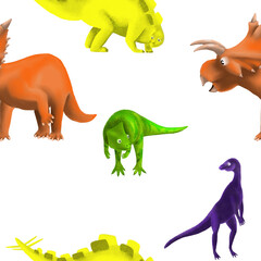Dinosaurs. Seamless illustration. Background for baby clothes, fabrics and packaging.