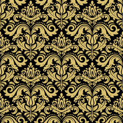 Orient black and golden classic pattern. Seamless abstract background with vintage elements. Orient background. Ornament for wallpaper and packaging