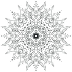 vector line art of round decorative mandala 