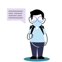 little boy at school talks by text message