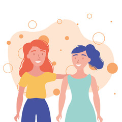 women avatars friends vector design