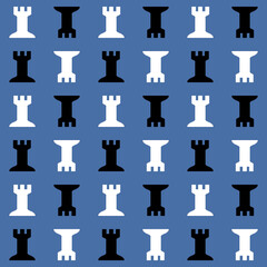 Seamless pattern with Chess rook. Endless background. Vector illustration.