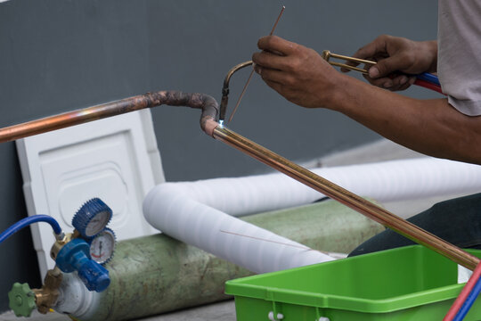 Copper welding men on construction sites