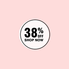 38 discount, Sales Vector badges for Labels, , Stickers, Banners, Tags, Web Stickers, New offer. Discount origami sign banner