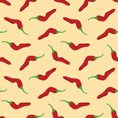 Vector seamless pattern background with hot red chili pepper.
