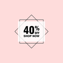 40 discount, Sales Vector badges for Labels, , Stickers, Banners, Tags, Web Stickers, New offer. Discount origami sign banner