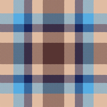 Pixel background vector design. Modern seamless pattern plaid. Square texture fabric. Tartan scottish textile. Beauty color madras ornament.