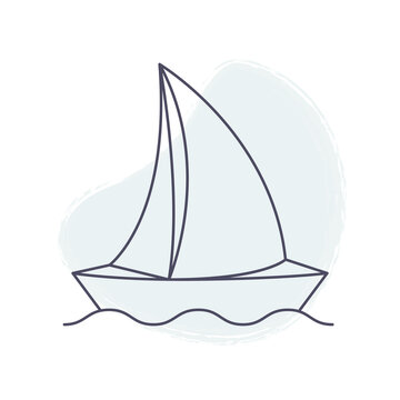 Tourism icon. Sailing yacht icon illustration on a wave